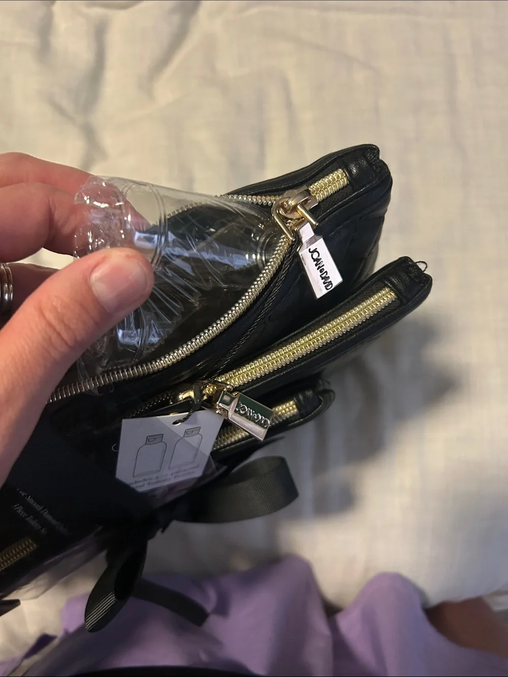 Joan & David Black Quilted 3-Piece Toiletry Wristlet Set